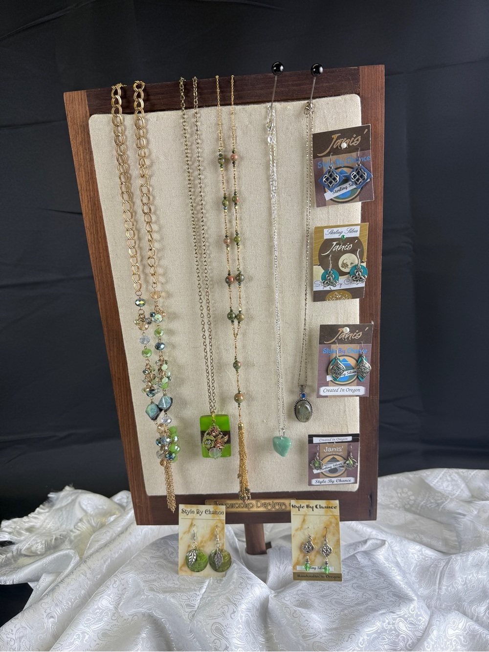 Green Beaded Pendant Necklace and earrings bundle - Elegant Women’s Jewelry
